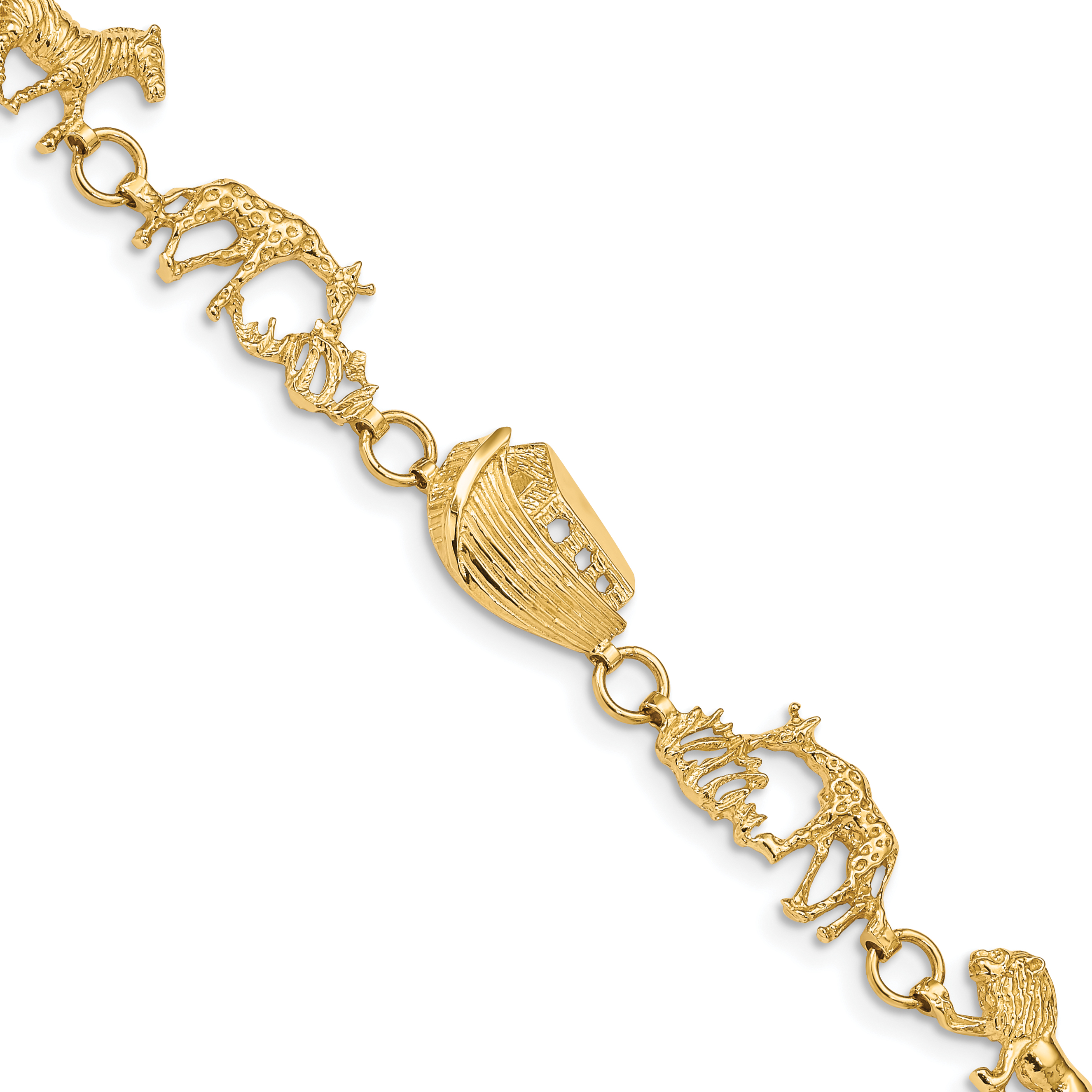 14k Polished and Textured Noahs Ark 7 inch Bracelet (FB1504-7)