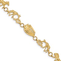 14K Yellow Gold Polished and Textured Noahs Ark Bracelet, 7" view 1