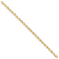 14K Polished 4.75mm Diamond-cut Leaf 7 Inch Bracelet view 2