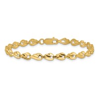 14K Polished 4.75mm Diamond-cut Leaf 7 Inch Bracelet view 3