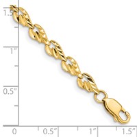 14K Polished 4.75mm Diamond-cut Leaf 7 Inch Bracelet view 4