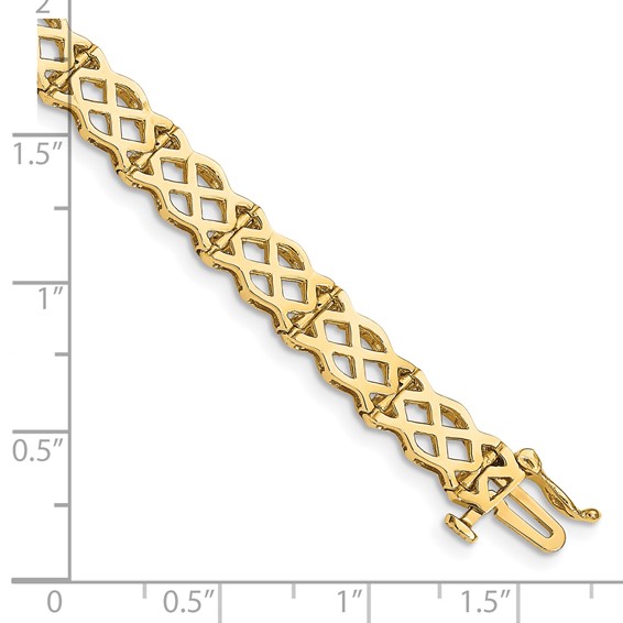 14K Polished Criss Cross Link 7.5 inch Bracelet