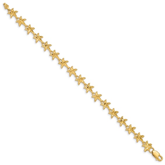 14K Diamond-cut Starfish 7 inch Bracelet