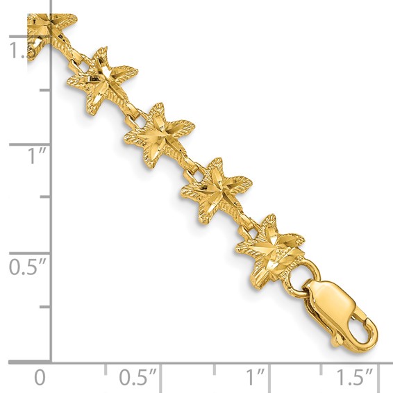 14K Diamond-cut Starfish 7 inch Bracelet