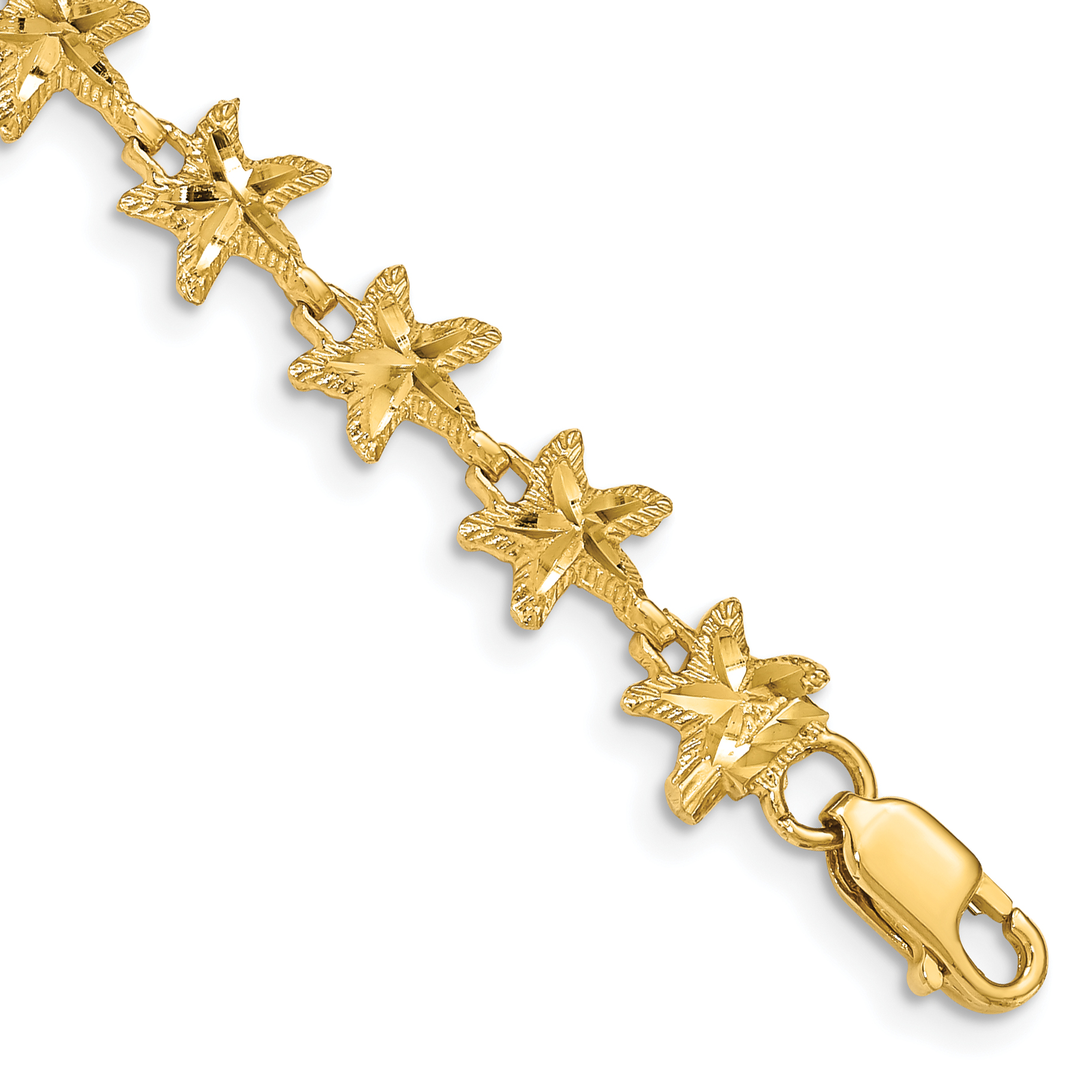 14K Diamond-cut Starfish 7 inch Bracelet (FB1533-7)