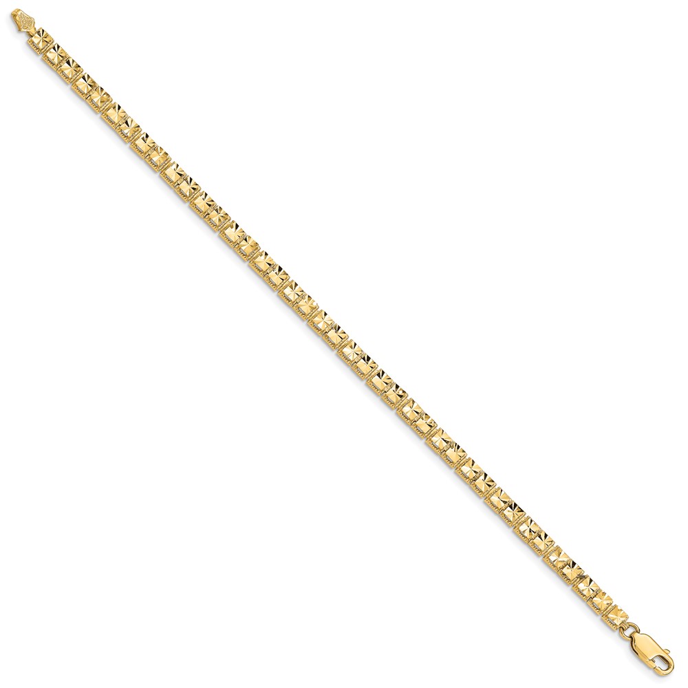 14K Polished 4mm Diamond-Cut Squares 7.25 inch Bracelet (FB1538-7.25)