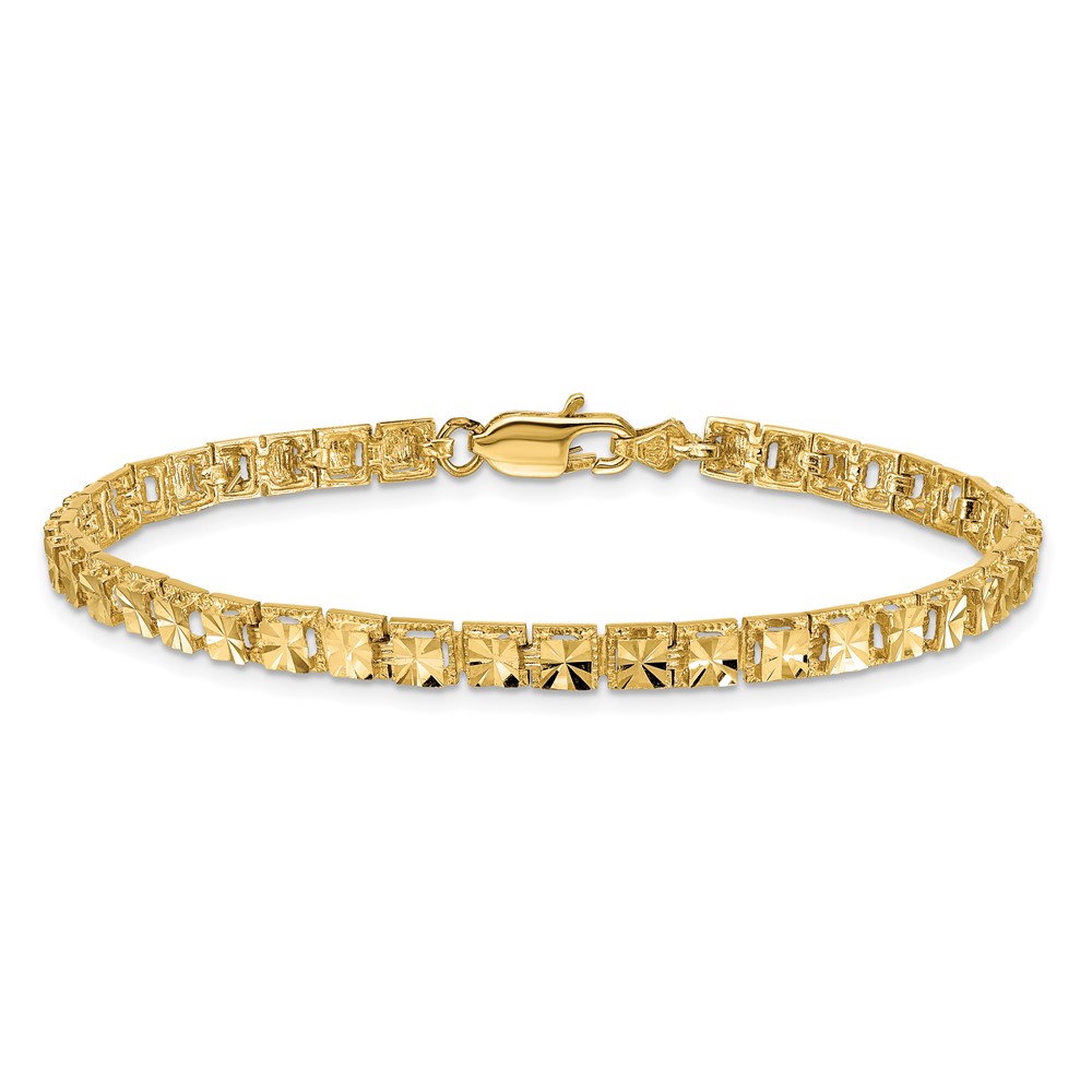14K Polished 4mm Diamond-Cut Squares 7.25 inch Bracelet (FB1538-7.25)