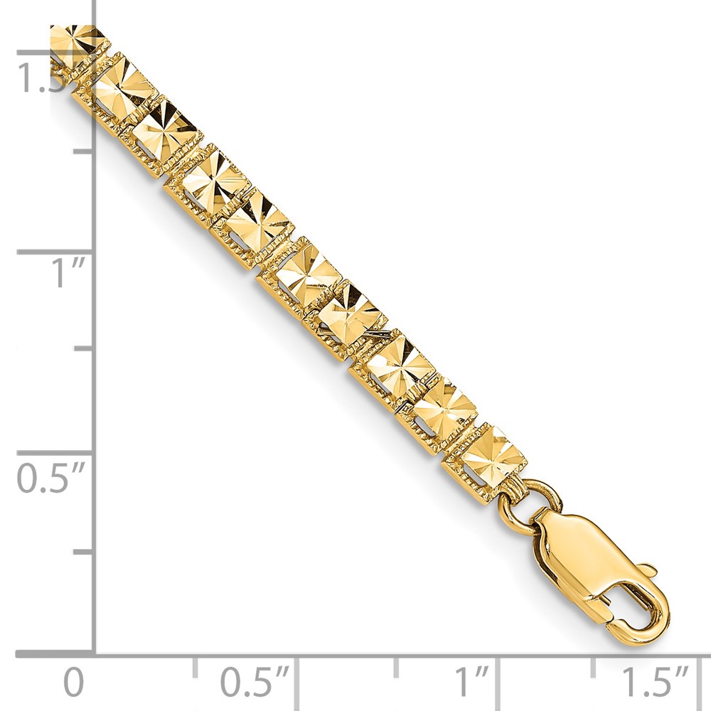 14K Polished 4mm Diamond-Cut Squares 7.25 inch Bracelet (FB1538-7.25)
