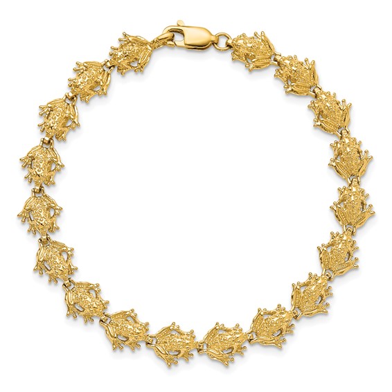 14k Polished Frog 7.25 inch Bracelet