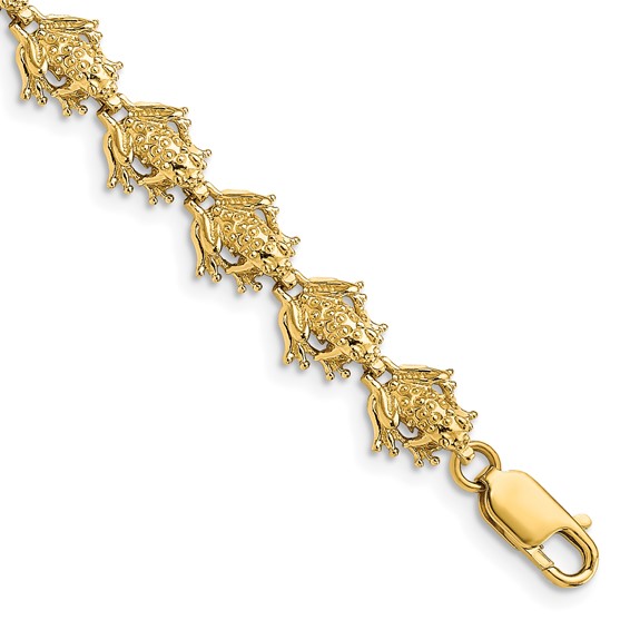 14k Polished Frog 7.25 inch Bracelet
