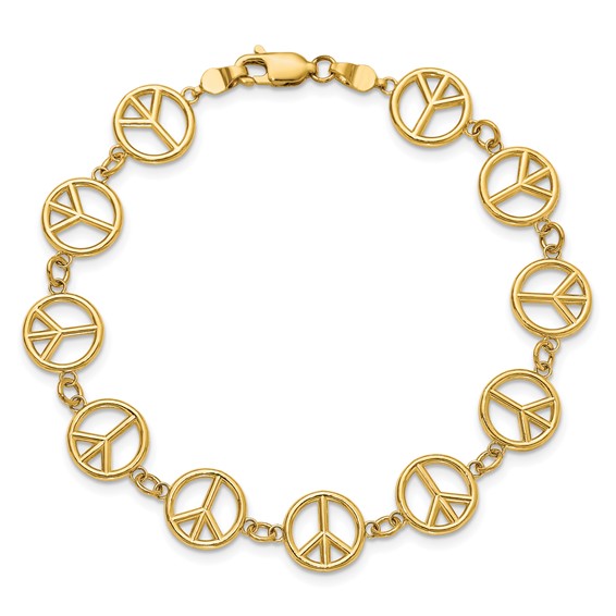 Gold Polished Peace Sign Bracelets