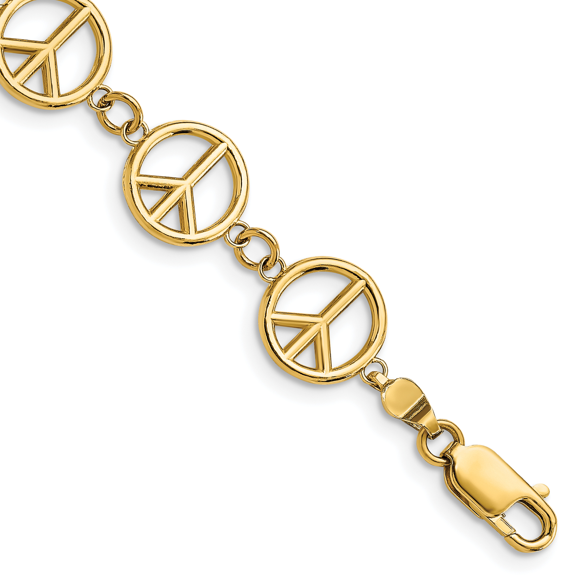 14k Polished Peace Sign 7.5 inch Bracelet (FB1589-7.5)