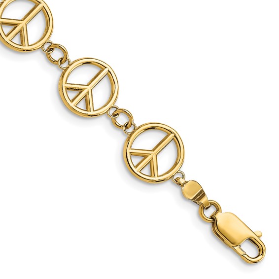 Gold Polished Peace Sign Bracelets