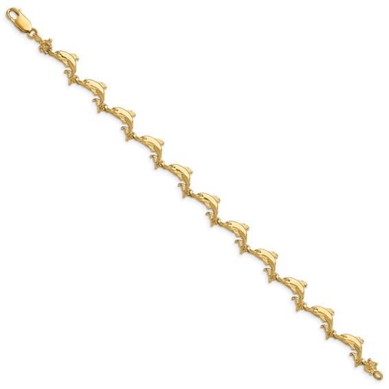 14k Polished Dolphin 7.25 inch Bracelet