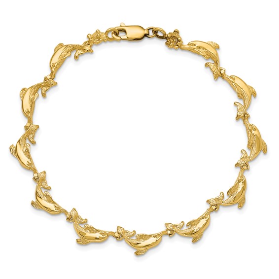 14k Polished Dolphin 7.25 inch Bracelet