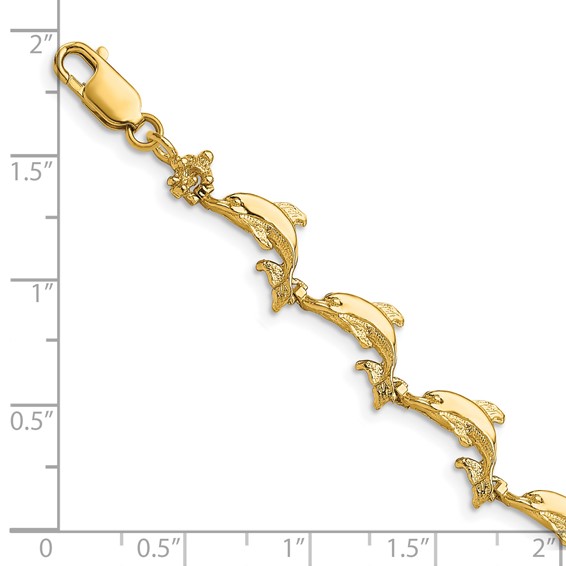 14k Polished Dolphin 7.25 inch Bracelet