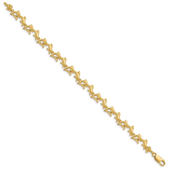 14k Polished Dolphins 7.25 inch Bracelet