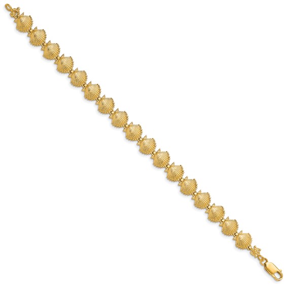 14k Polished Scallop Shell 7.25 inch Bracelet
