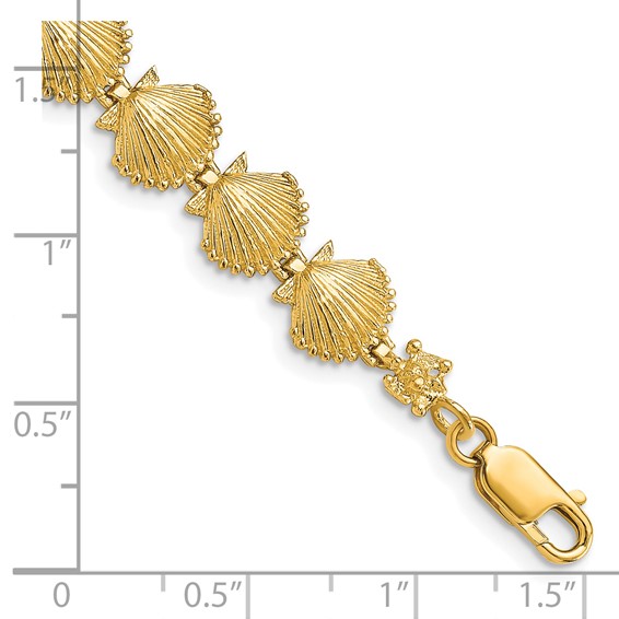 14k Polished Scallop Shell 7.25 inch Bracelet