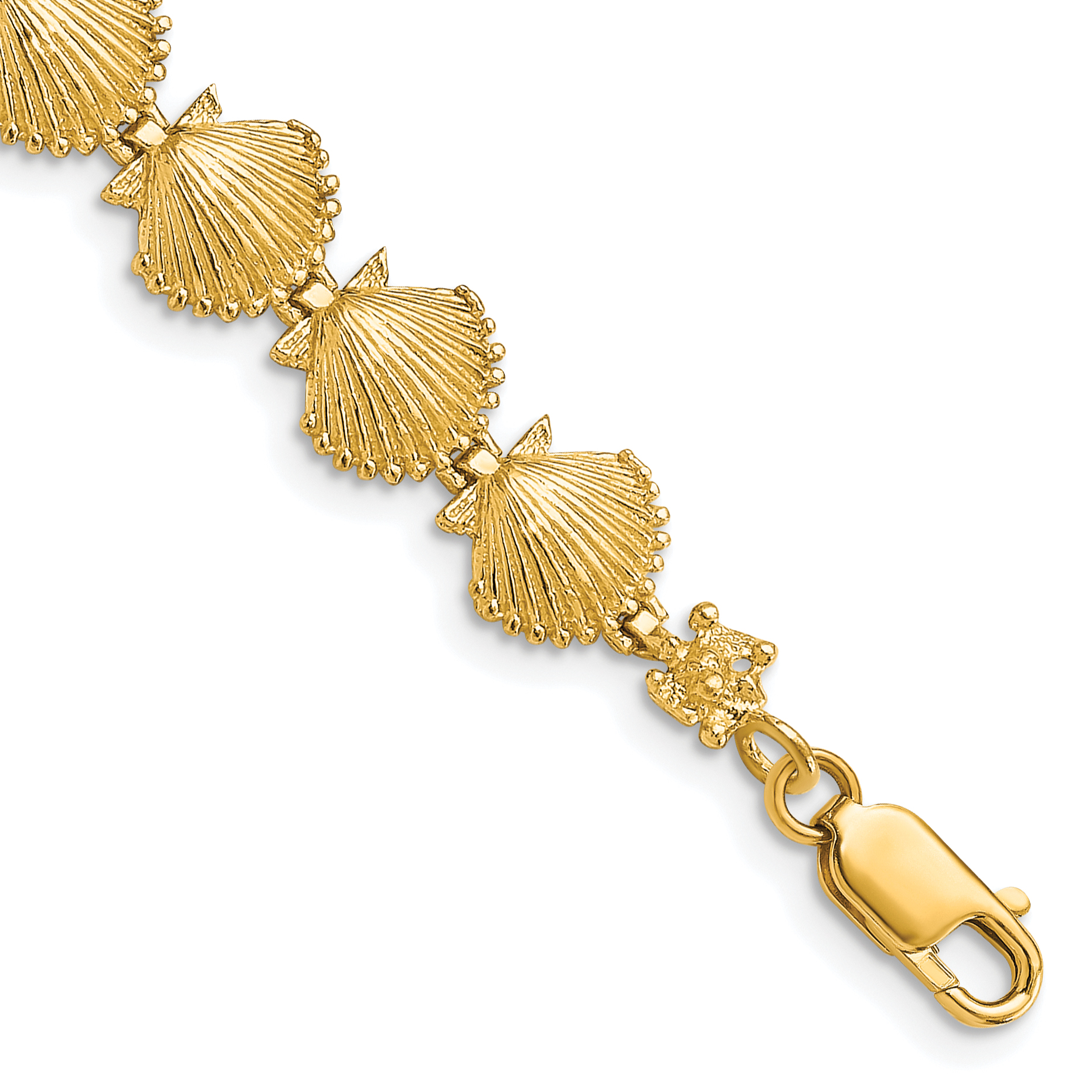 14k Polished Scallop Shell 7.25 inch Bracelet (FB1635-7.25)