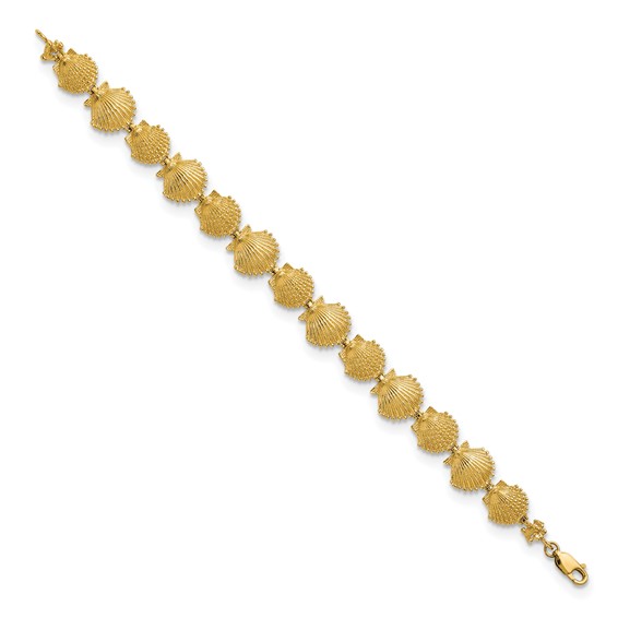 14k Textured Mixed Shells 7.25 inch Bracelet