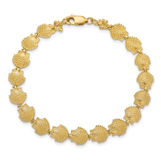 14k Scallop Shell 7 inch Bracelet