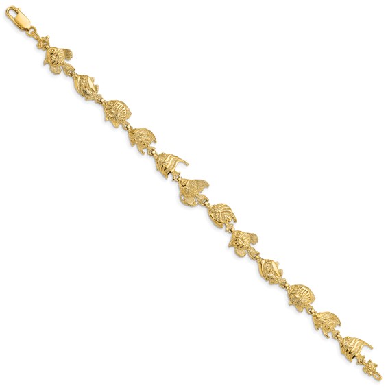 14k Polished Tropical Fish 7.5 inch Bracelet