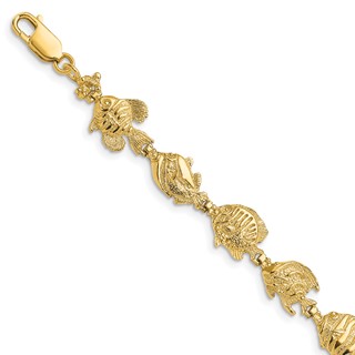 14k Polished Tropical Fish 7.5 inch Bracelet