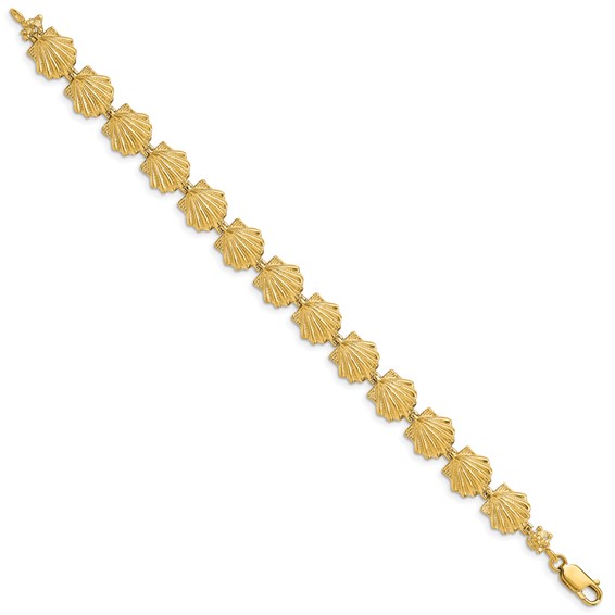 14k Scallop Shell 7.25 inch Bracelet