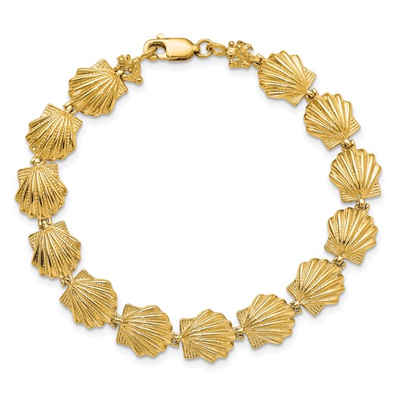 14k Scallop Shell 7.25 inch Bracelet