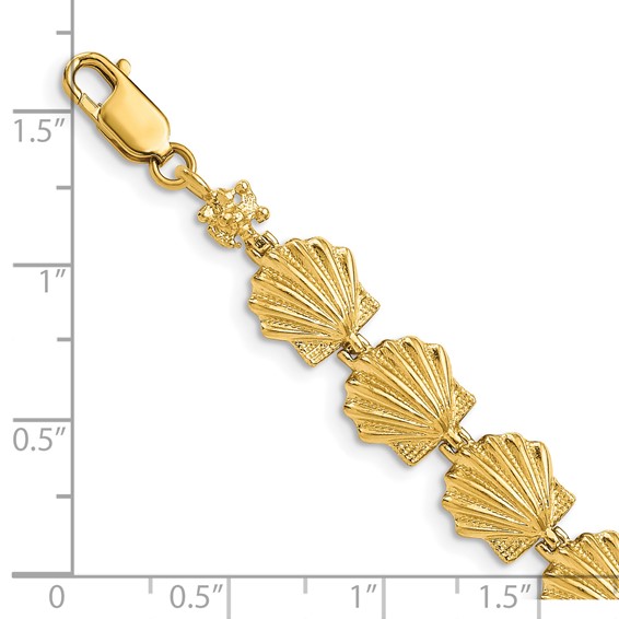 14k Scallop Shell 7.25 inch Bracelet