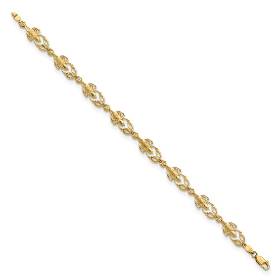14k Textured Lobster 7.5 inch Bracelet