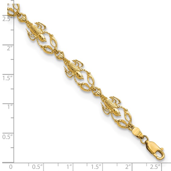 14k Textured Lobster 7.5 inch Bracelet