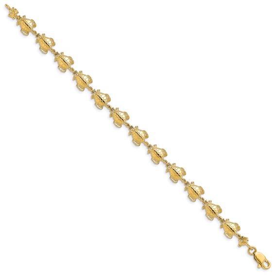 14k Polished Sea Turtle 7.25 inch Bracelet