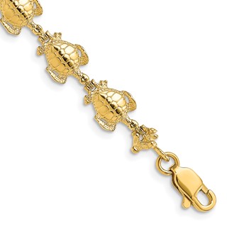 14k Polished Sea Turtle 7.25 inch Bracelet