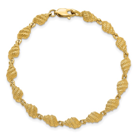 14k Textured Conch Shell 7 inch Bracelet