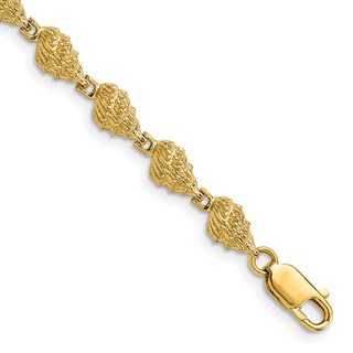 14k Textured Conch Shell 7 inch Bracelet