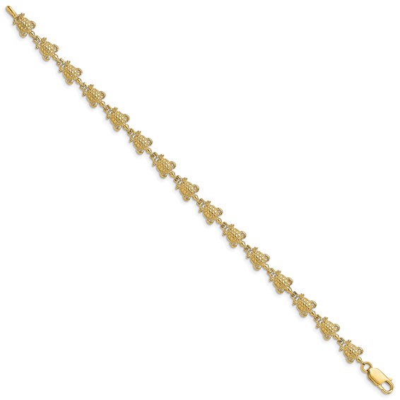 14k Polished Turtle 7.25 inch Bracelet