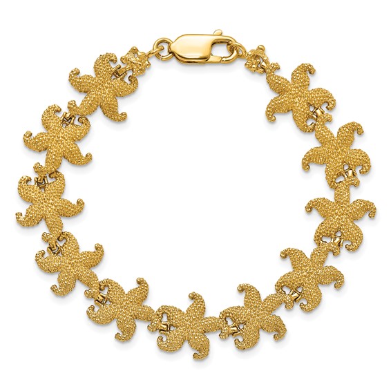 14k Puffed Textured Starfish Link 7.25 inch Bracelet