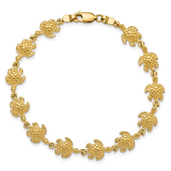14k Polished Turtle 7 inch Bracelet