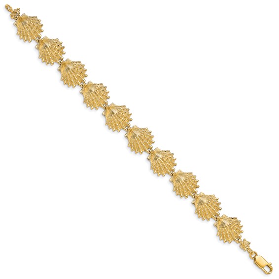 14k Polished Lions Paw Shell 7 inch Bracelet