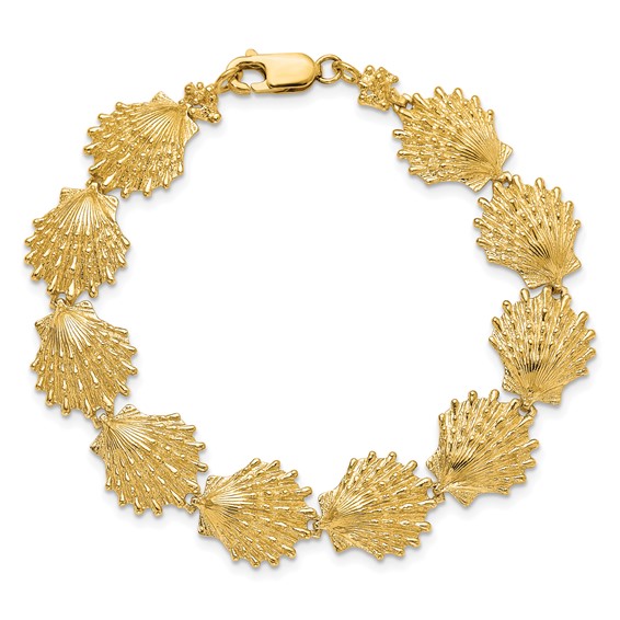 14k Polished Lions Paw Shell 7 inch Bracelet