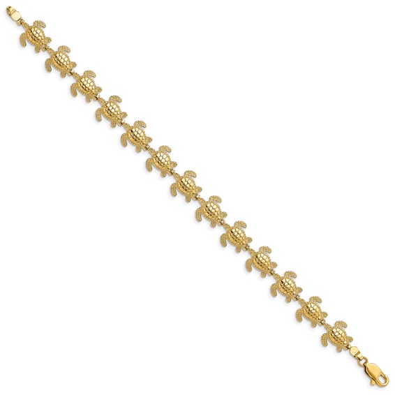 14k Polished Sea Turtle 7.25 inch Bracelet