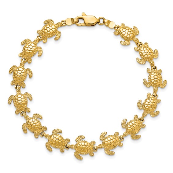 14k Polished Sea Turtle 7.25 inch Bracelet