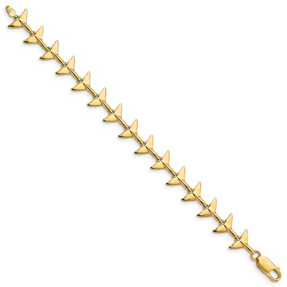 14k Polished Whale Tail 7 inch Bracelet