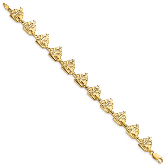 14k Polished Sailboat 7.25 inch Bracelet