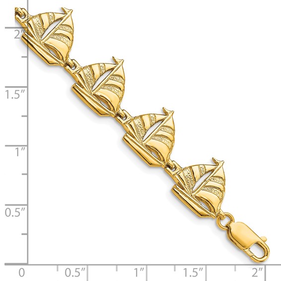 14k Polished Sailboat 7.25 inch Bracelet
