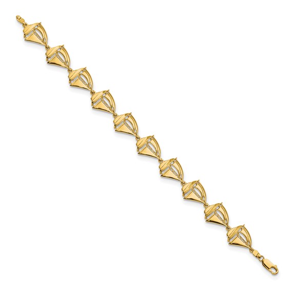 14k Polished Sailboat 8 inch Bracelet