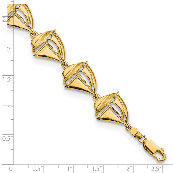 14k Polished Sailboat 8 inch Bracelet