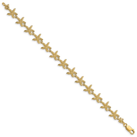 14k Textured Starfish 7.25 inch Bracelet
